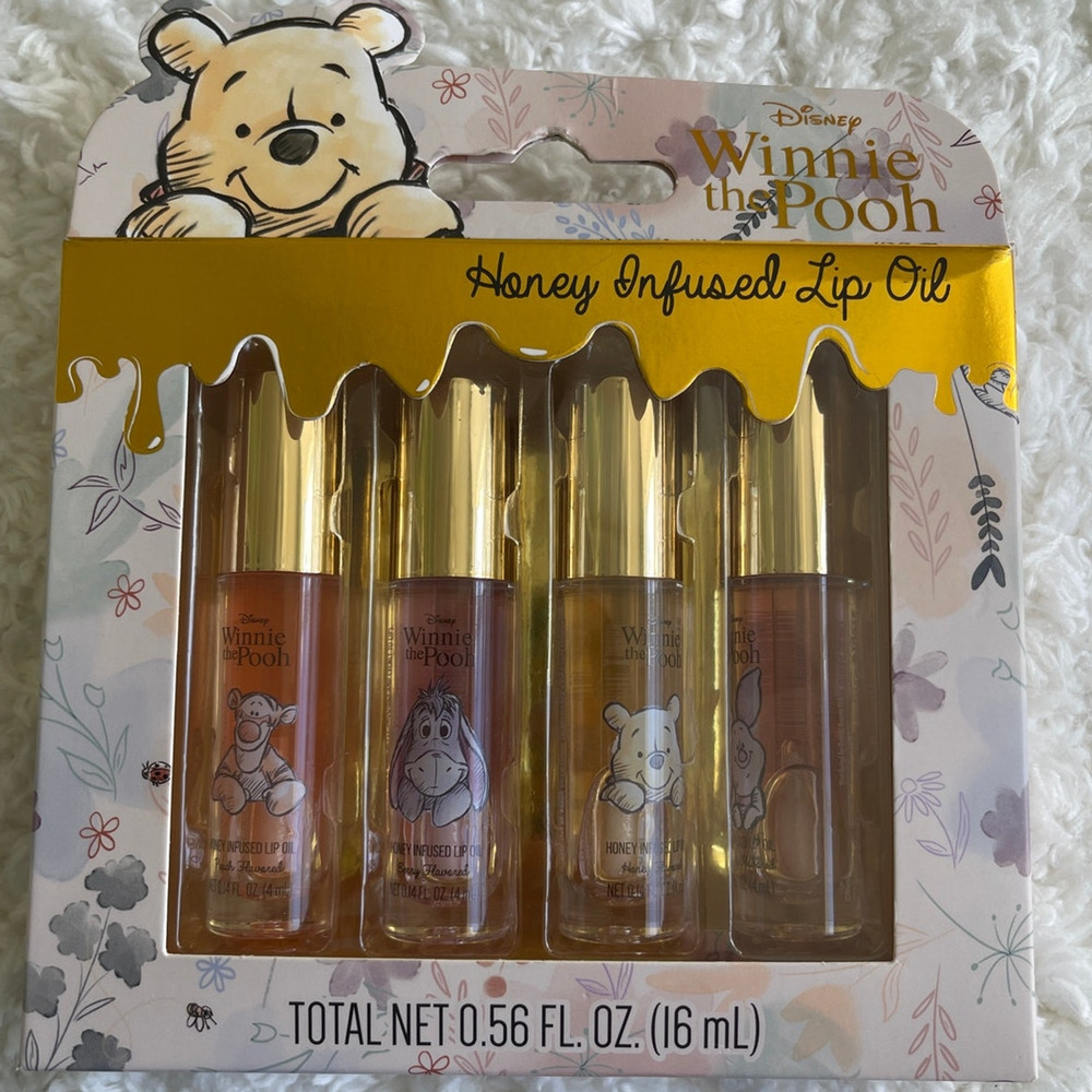 Disney Winnie the Pooh Honey Infused Lip Oil Set Nourishing Gloss 4 Pack NEW